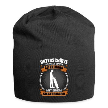 Skater Alter Mann Spruch Skaten Geschenk - Jersey-Beanie - Schwarz - Vorne