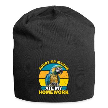 Aras Sorry my Macaw ate my Homework Parrot Holder - Jersey Beanie - black - Front