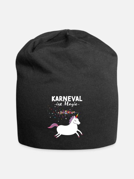 Karneval Fasching Konfetti Einhorn Rosenmontag - Jersey-Beanie - Schwarz