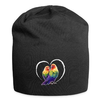 Oiseaux d’amour Tourtereaux Perroquet Fan Inséparable - Bonnet en jersey - noir - Devant