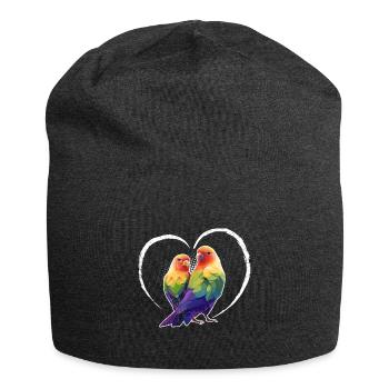 Oiseaux d’amour Tourtereaux Perroquet Fan Inséparable - Bonnet en jersey - charbon - Devant