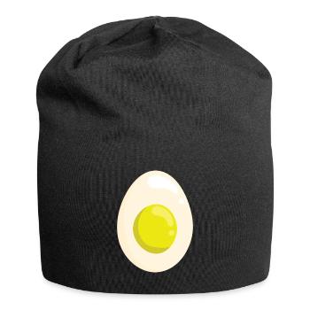 Ei Egg Eigelb Speck Frühstück Morgen - Jersey-Beanie - Schwarz - Vorne