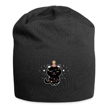 Black Cat Meow Christmas Tree Lights Funny - Jersey Beanie - black - Front