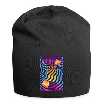80´s Synthwave Synthesizer Musik Retro - Jersey-Beanie - Schwarz - Vorne