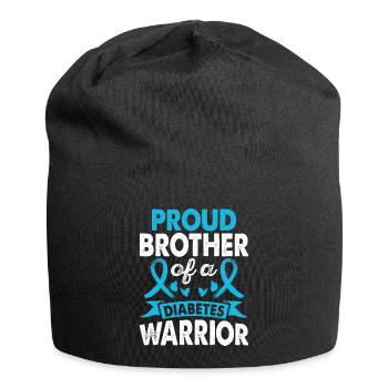 Brother Of Diabetes Warrior Awareness Month Blue - Jersey Beanie - black - Front