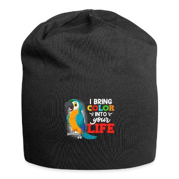 Aras I bring Color into your Life Macaw Parrot - Jersey Beanie - black - Front