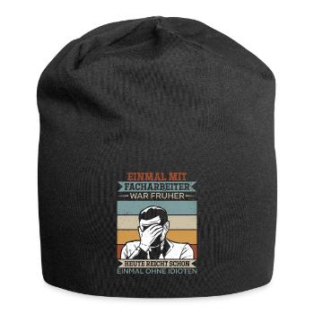 Einmal mit Facharbeiter, einmal ohne Idioten - Jersey-Beanie - Schwarz - Vorne