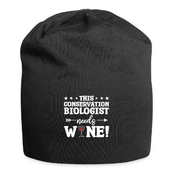 Dieser Naturschutzbiologe braucht Weinbiologie - Jersey-Beanie - Schwarz - Vorne
