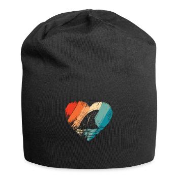 Haifisch Herz Hai Retro Fisch - Jersey-Beanie - Schwarz - Vorne