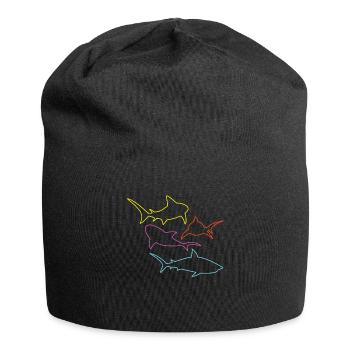 Shark Colorful Shark Fish - Jersey Beanie - black - Front