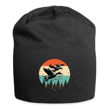 Retro Duck Hunting Sunset Flying Duck Hunter - Jersey Beanie - black - Front