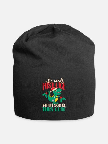 Wer braucht schon einen Mistelzweig, wenn man dies - Jersey-Beanie - Schwarz