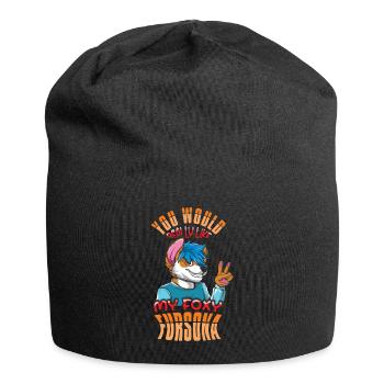 Stolzes pelziges Schwanzohr pelzige Person Fursona Cosplay - Jersey-Beanie - Schwarz - Vorne
