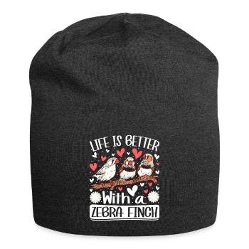 Life is better with a Zebra Finch Vogelfreund - Jersey Beanie - charcoal grey - Front