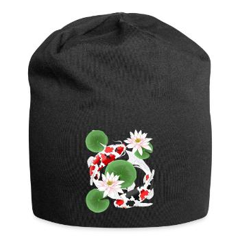 Koi in the lily pond - Jersey Beanie - black - Front