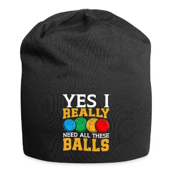 Jeu de pétanque amusant - Bonnet en jersey - noir - Devant