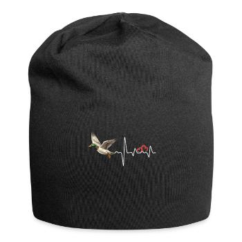 Chasse au canard Amour Battement de cœur Chasseur de canards - Bonnet en jersey - noir - Devant