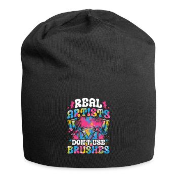Cool Artistry Pouring Color Acrylic Painting - Jersey Beanie - black - Front