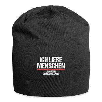 Ich liebe Menschen und Ironie und Sarkasmus - Jersey-Beanie - Schwarz - Vorne