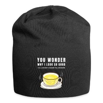 JE SUIS UN BUVEUR SECRET DE THÉ AU GINGEMBRE Ingwertee Ingwer - Bonnet en jersey - noir - Devant
