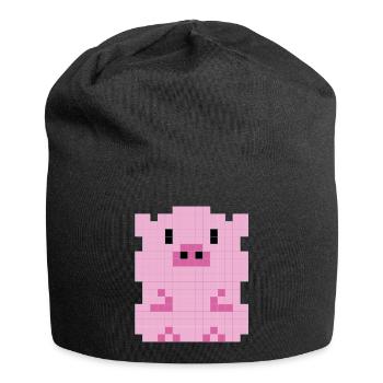 Un porcelet pixélisé - Bonnet en jersey - noir - Devant