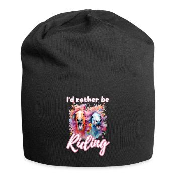 I'd rather be riding horseriding girl splash art - Jersey Beanie - black - Front