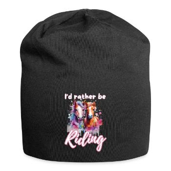 I'd rather be riding horseriding girl splash art - Jersey Beanie - black - Front