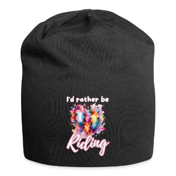 I'd rather be riding horseriding girl splash art - Jersey Beanie - black - Front