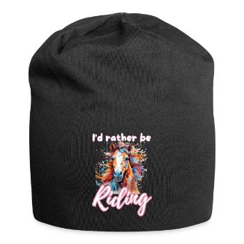 I'd rather be riding horseriding girl splash art - Jersey Beanie - black - Front
