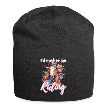 I'd rather be riding horseriding girl splash art - Jersey Beanie - charcoal grey - Front