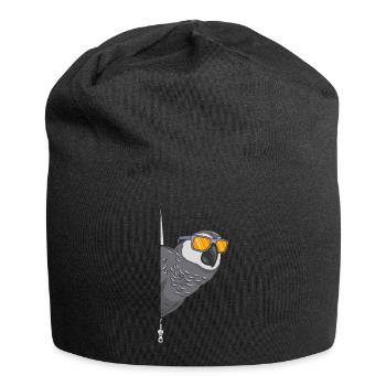 Grey parrot cool with sunglasses African Grey - Jersey Beanie - black - Front