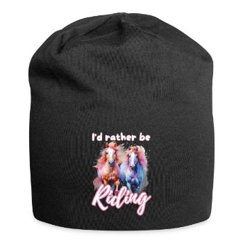 I'd rather be riding horseriding girl splash art - Jersey Beanie - black - Front