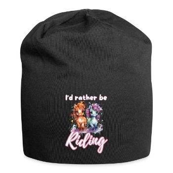 I'd rather be riding horseriding girl splash art - Jersey Beanie - black - Front