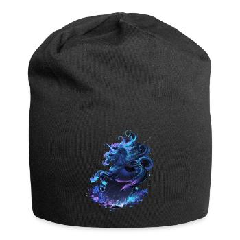 Mystisches Einhorn Mitternacht - Jersey-Beanie - Schwarz - Vorne