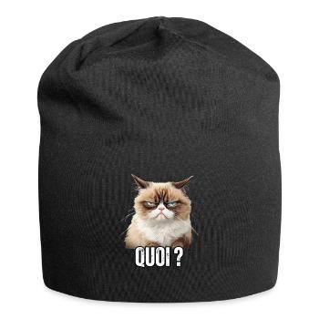 Chat en colère drôle quoi ? meme propriétaire de - Bonnet en jersey - noir - Devant