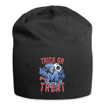 Trick or Treat Creepy Halloween Witch with Broom - Jersey Beanie - black - Front