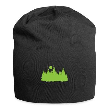 Wald mit Blättern in der Umwelt - Jersey-Beanie - Schwarz - Vorne