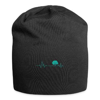 Heart beat line with a tree nature forests - Jersey Beanie - black - Front