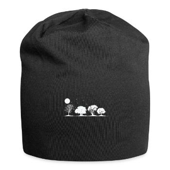 Bäume bei Vollmond Natur Wälder Blätter - Jersey-Beanie - Schwarz - Vorne