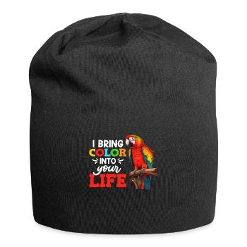 Aras I bring Color into your Life Macaw Parrot - Jersey Beanie - black - Front