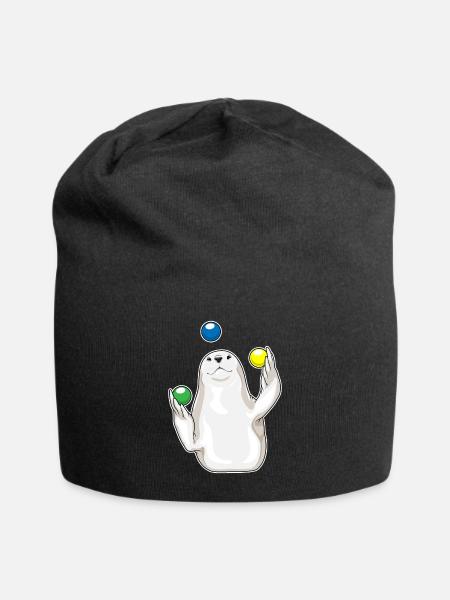 Seehund Jongleur Jonglieren - Jersey-Beanie - Schwarz