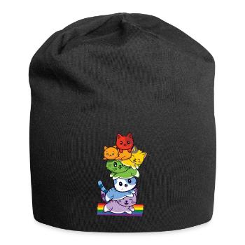 LGBTQ Katze Regenbogen Flagge Gay Pride LGBT Pride Monat - Jersey-Beanie - Schwarz - Vorne