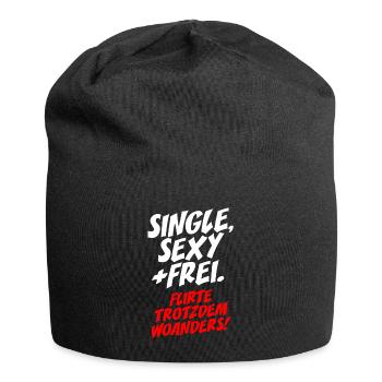 Single Sexy Frei Flirte Woanders Anti Anmache Solo - Jersey-Beanie - Schwarz - Vorne