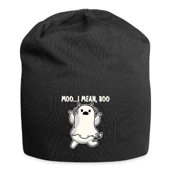 Moo... I Mean Boo: Süße Kuh Halloween Geist Kostüm - Jersey-Beanie - Schwarz - Vorne
