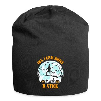 Yes I Can Drive A Stick: Lustige Halloween Hexe - Jersey-Beanie - Schwarz - Vorne