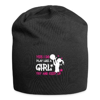 Athlète Jeu Sport Oui Jouez comme une fille Basketball - Bonnet en jersey - noir - Devant