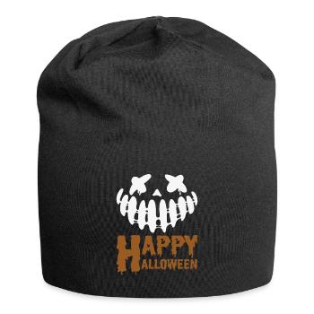 Creepy Happy Halloween - Conception de visage de citrouille - Bonnet en jersey - noir - Devant