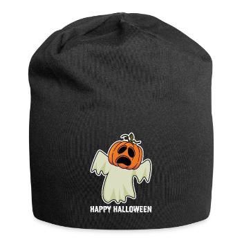 Spooky Halloween: Happy Ghost with Pumpkin Head - Jersey Beanie - black - Front