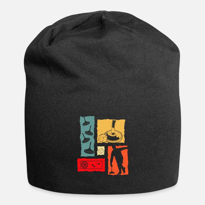 Eisstock Retro - Jersey-Beanie - Schwarz