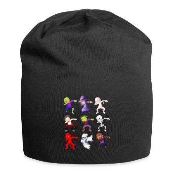 Dabbing Halloween Skeleton Zombie Pumpkin Mummy - Jersey Beanie - black - Front